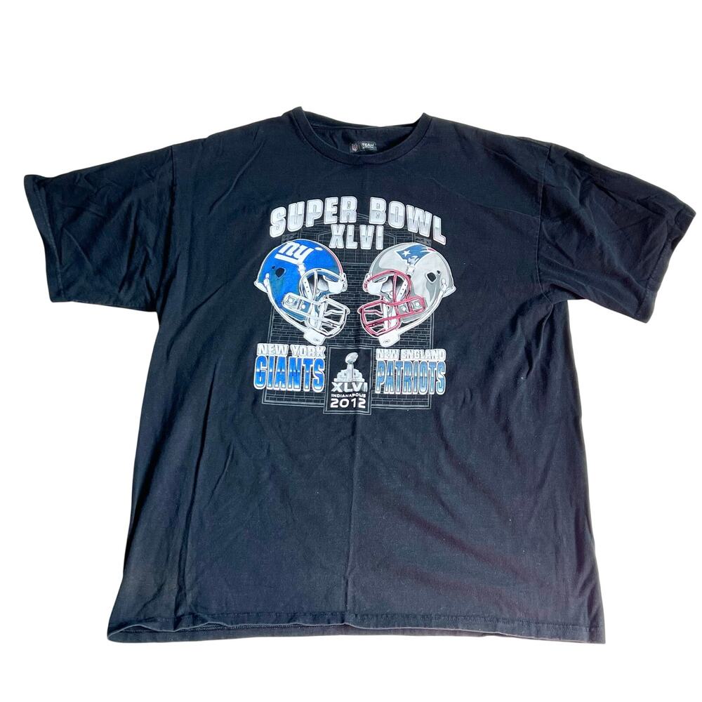 2012 New York Giants VS Patriots Super Bowl XLVI 46 Shirt XL Black NFL Apparel